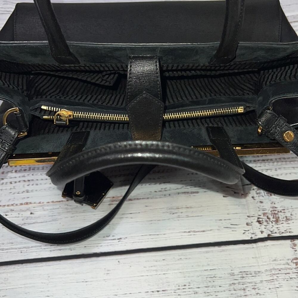 #FENDI Black Saffiano Leather Medium 2Jours Tote - Picture 7 of 16